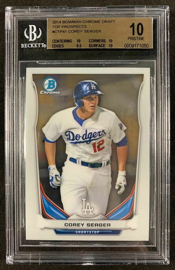 2014 Bowman Chrome Draft Top Prospects Corey Seager Rookie RC BGS 10 POP 9 - DHL Express Air with Tracking from Overseas