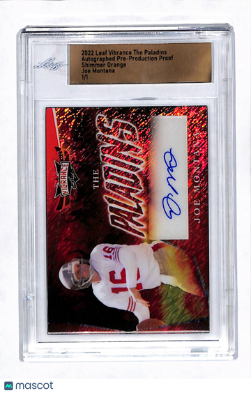 2022 Leaf Vibrance The Paladins Joe Montana Shimmer Orange /1 Pre-Production Proof