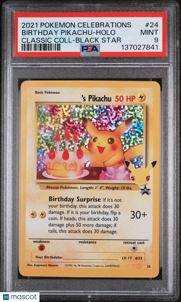 Celebrations: Classic Collection Birthday Pikachu Holo Black Star Promo PSA 9 #24