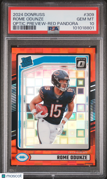 2024 Panini Donruss Rome Odunze #309 Optic Preview Red Pandora Rookie PSA 10