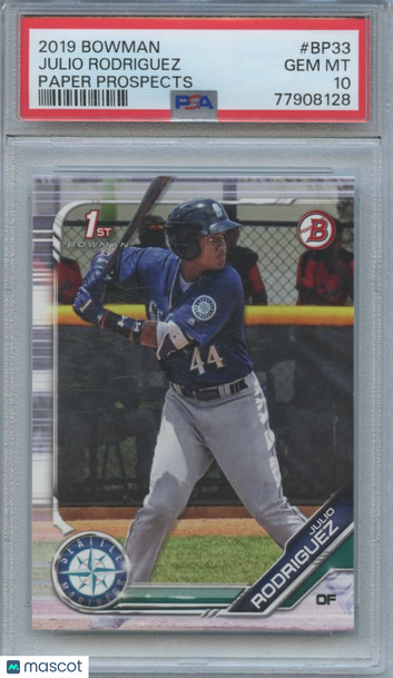 2019 Bowman Julio Rodriguez #BP-33 [Base] Rookie Insert PSA 10