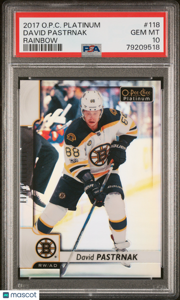 2017-18 O-Pee-Chee Platinum David Pastrnak #118 Rainbow PSA 10