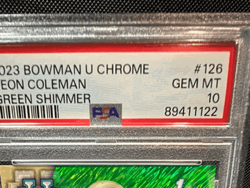 2023 Bowman University Chrome Keon Coleman #126 Green Shimmer PSA 10 Football Trading Card