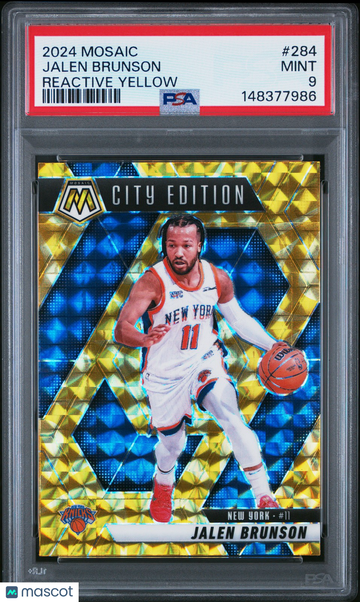 2024 Panini Mosaic Jalen Brunson #284 Reactive Yellow PSA 9