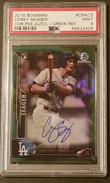 2016 Bowman Chrome Rookie Corey Seager AUTO GREEN REFRACTOR PSA 9