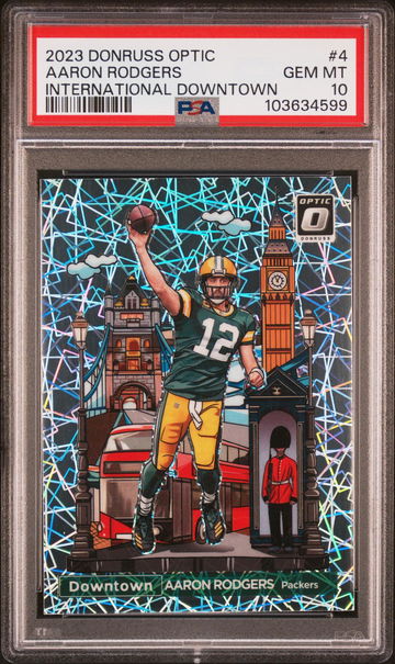 2023 Optic Downtown International Aaron Rodgers #4 PSA 10