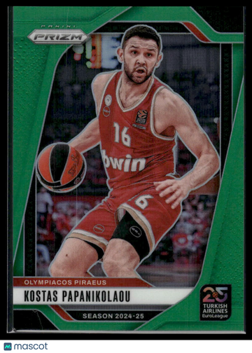 2024-25 Panini Prizm Euroleague Kostas Papanikolaou #151 Green Prizm
