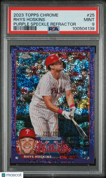 2023 Topps Chrome Rhys Hoskins #25 Purple Speckle Refractor /299 PSA 9