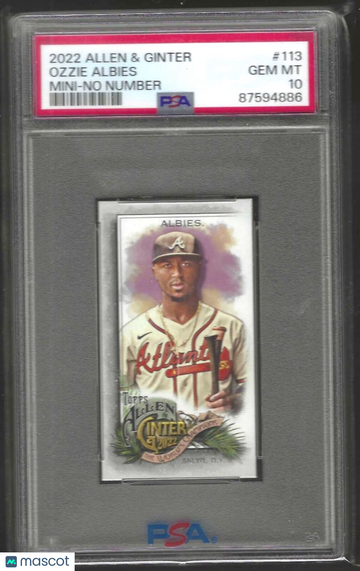 2022 Topps Allen & Ginter Ozzie Albies #113 Mini No Number PSA 10