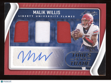 2022 Panini Chronicles Absolute Draft Picks Tools of the Trade Malik Willis #TTT-MWI Triple Patch Auto