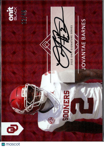 Jovantae Barnes 2025 ONIT Black Signature Series Auto /49 Oklahoma Sooners