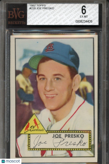 1952 Topps Joe Presko #220 [Base] Rookie BVG 6