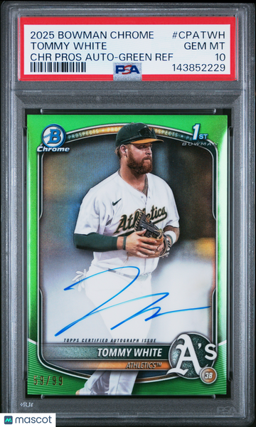 2025 Bowman Chrome Prospect Autographs Tommy White #CPATWH Green Ref /99 PSA 10
