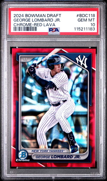 2024 Bowman Draft Chrome-Red Lava George Lombard Jr. #BDC118 /5 PSA 10
