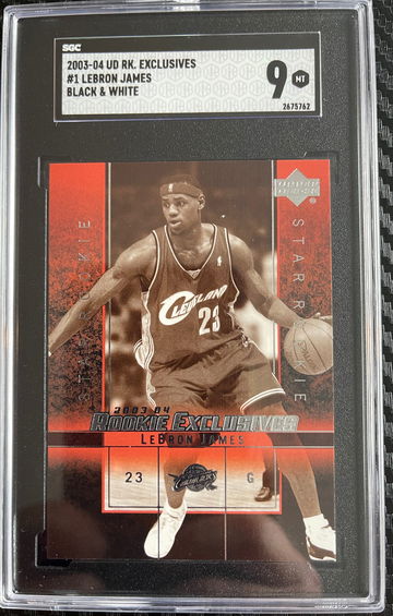 2003-04 Lebron James Upper Deck Rookie Exclusives #1 Lebron James Black & White Variation SGC 9