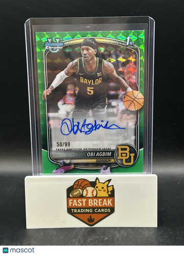 2025 Topps Bowman Chrome University Obi Agbim #CPA-OA Green Shimmer Refractor /99 1st Bowman