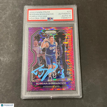 2020 Panini Prizm Bogdan Bogdanovic #27 Purple Pulsar PSA A Auto 10