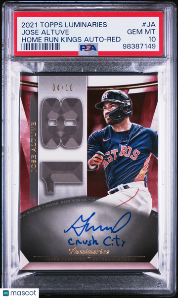 2021 Topps Luminaries Home Run Kings Autographs Jose Altuve #JA Red /10 PSA 10 Topps