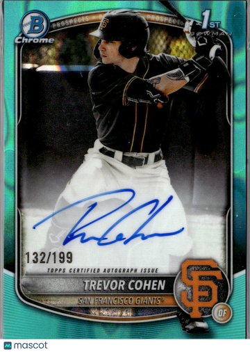 Trevor Cohen 2025 Topps Bowman Chrome Auto Aqua Lunar Refractor /199 San Francisco Giants