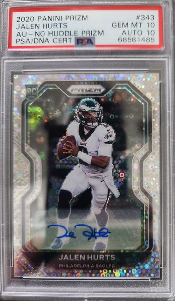 2020 Prizm Jalen Hurts No Huddle Auto RC #343 PSA 10/10