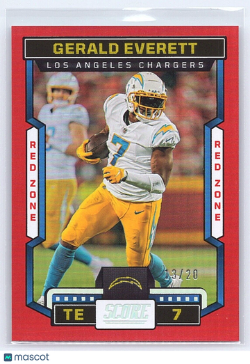 2023 Panini Score Gerald Everett #148 Red Zone Parallel/Variety Los Angeles Chargers