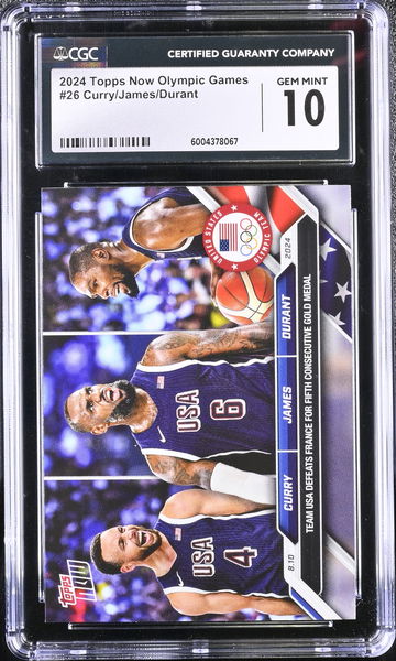 2024 TOPPS NOW OLYMPIC GAMES CURRY/JAMES/DURANT #26 CGC 10