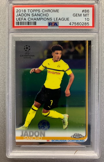 JADON SANCHO 2018 TOPPS CHROME ROOKIE PSA 10 GEM MINT 