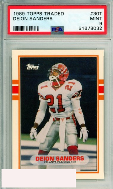 1989 TOPPS TRADED DEION SANDERS #30T ROOKIE HOF ATLANTA FALCONS PSA MINT 9