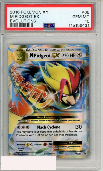 2016 POKEMON XY EVOLUTIONS M PIDGEOT EX #65 EVOLUTIONS PSA 10