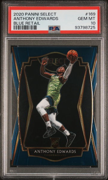 2020 PANINI SELECT ANTHONY EDWARDS BLUE RETAIL #169 RC ROOKIE PSA 10