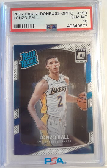 Lonzo Ball 2017-18 Donruss Optic Rated Rookie PSA 10 Gem Mint #199.
