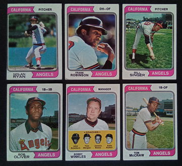 1974 Topps California Angels Lot of 12 Nolan Ryan Frank Robinson HOF Frank Tanana Rookie 🔥⚾🔥⚾