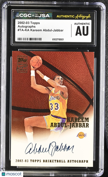 2002-03 Topps Kareem Abdul-Jabbar #TA-KA Autographs Autograph Short Print HOF Parallel/Variety CGC Authentic JSA Auto Au