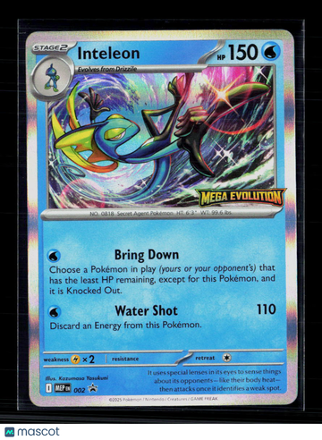 Pokemon 2025 Mega Evolution Inteleon Holo Rare Trading Card #002 English