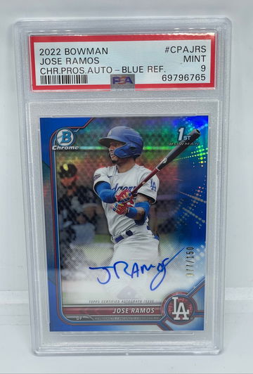 2022 Bowman Jose Ramos 1st Bowman Chrome Blue Refractor Auto /150 PSA 9