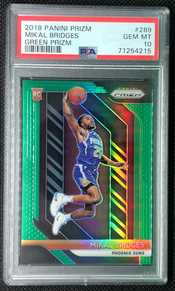 2018 Prizm Mikal Bridges Green Rookie Card PSA 10