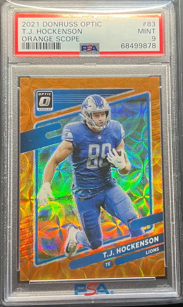 2021 TJ Hockenson Optic Orange Scope /79 PSA 9