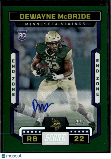 Dewayne McBride 2023 Panini Score End Zone RC Auto /2 Minnesota Vikings