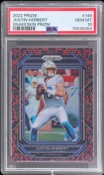 2022 Panini Prizm Justin Herbert Snakeskin Prizm PSA 10