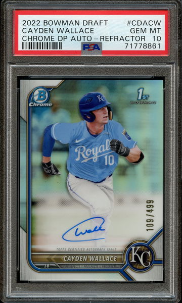 2022 Bowman Draft Chrome Cayden Wallace Refractor Auto PSA 10