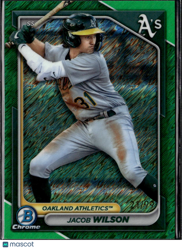 2024 Bowman Chrome Jacob Wilson #BCP-3 Green Shimmer /27.