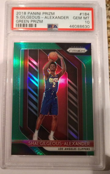 2018 Panini Prizm Shai Gilgeous Alexander Green Prizm #184 PSA 10