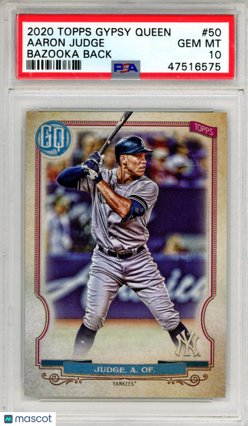 2020 Topps Gypsy Queen Aaron Judge #50 Bazooka Back PSA 10
