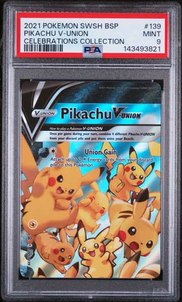 2021 Pokemon Sword and Shield Black Star Promo Celebrations Collection Pikachu V-Union #SWSH139 PSA 9