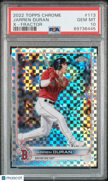 2022 Topps Chrome Jarren Duran #113 X Fractor PSA 10