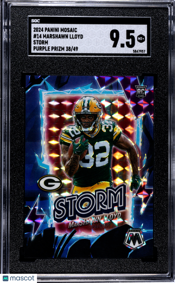 2024 Panini Mosaic Marshawn Lloyd #14 Storm Purple Prizm Parallel/Variety Rookie Insert SGC 9.5