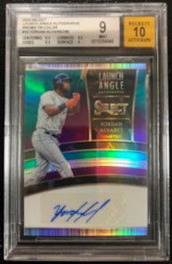 2020 Panini Select Yordan Alvarez Launch Angle Autographs Prizm Tri Color BGS 9