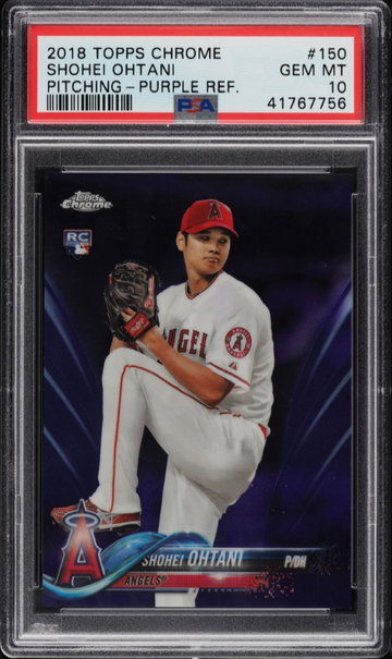 2018 TOPPS CHROME PURPLE REFRACTOR SHOHEI OHTANI ROOKIE /299 #150 PSA 10 GEM
