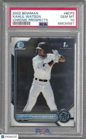 2022 Bowman Chrome Prospects Kahlil Watson #BCP3 PSA 10