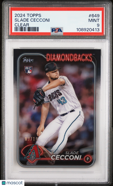 2024 Topps Slade Cecconi #649 Clear /10 PSA 9